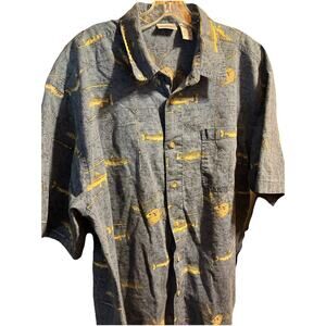 White Sierra Vintage Shirt Men’s XL Button Up Blue SS Fish Print Cotton Outdoor